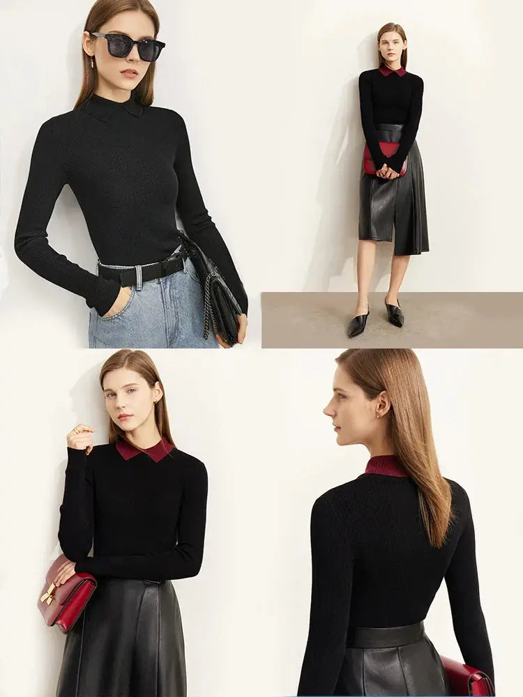 Minimalist Colorblock Knit Sweater - Loran