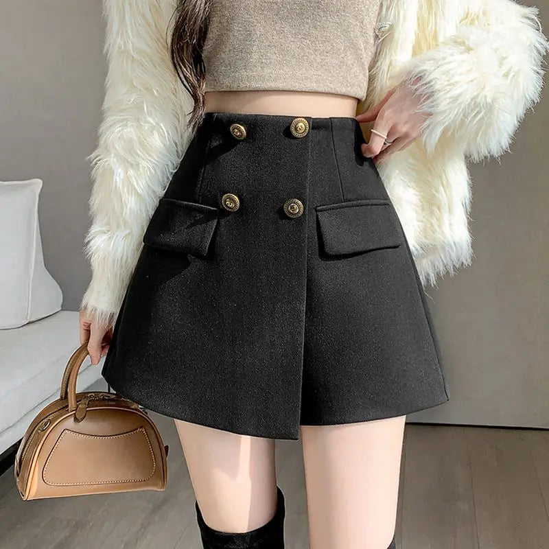 Chic A-Line High-Waist Suit Shorts - Autumn/Winter