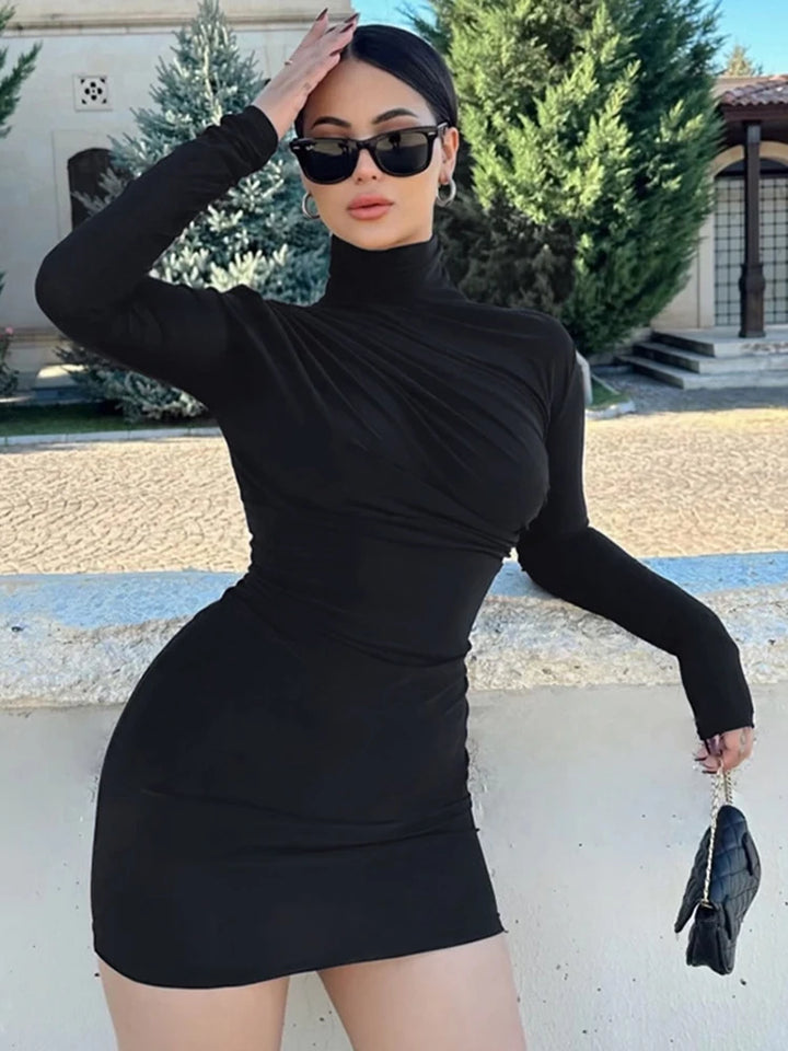 Elegant Outfit Long Sleeve Ruched Mini Dress For Women - 3IN SMART Shop  #