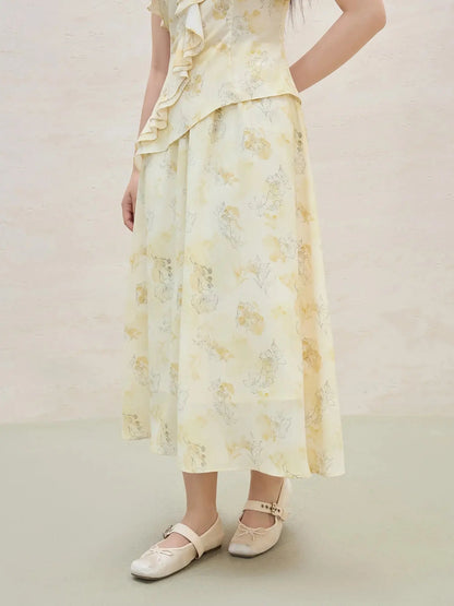 Plus Size Ruffled Top and Skirt Ensemble LORAN STORE