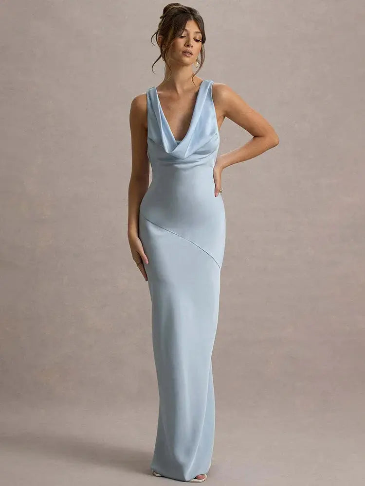 Sleeveless Lace-Up Backless Party Gown - Loran