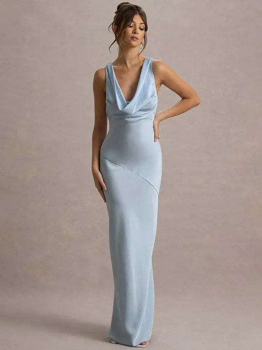 Sleeveless Lace-Up Backless Party Gown - Loran