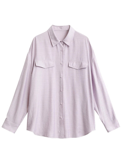 CHIC VEN Women Shirts Solid Single Breasted Long Sleeves Loose Slightly Wrinkled Coat Thin Female Blouses Spring Summer 2025 Loran