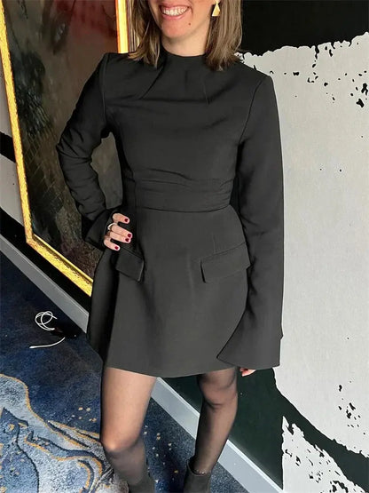 Elegant Solid Casual Mini Dress - Loran
