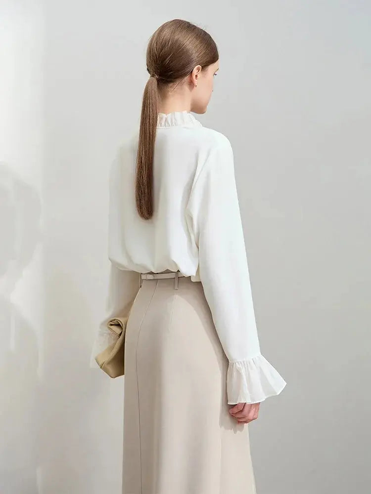 Women's Loose Chiffon Ruffle Blouse - Loran