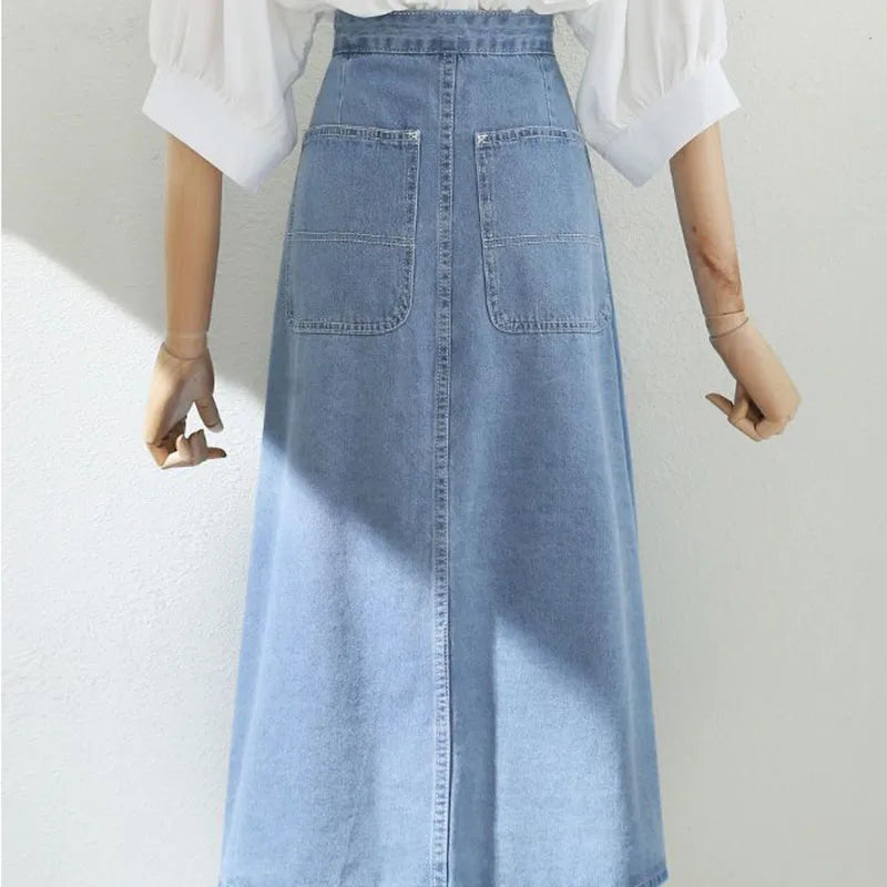 Vintage Wash Pleated Jean Skirt
