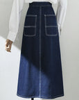 Vintage Wash Pleated Jean Skirt