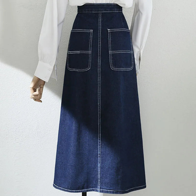 Vintage Wash Pleated Jean Skirt