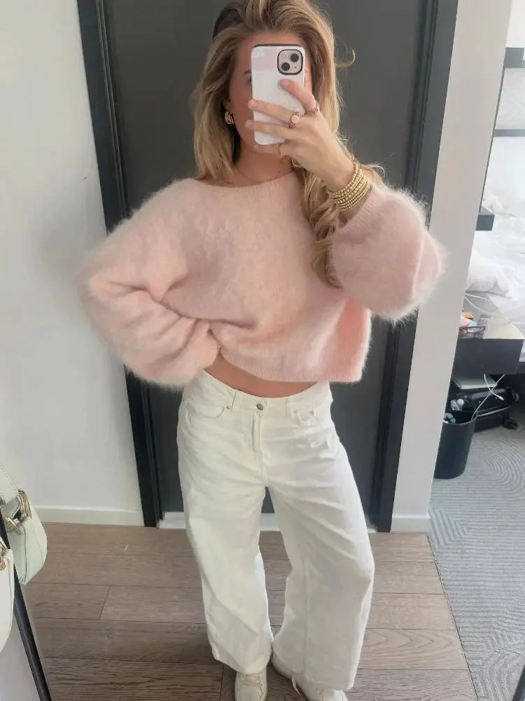 Loose Off Shoulder Long Sleeve Sweater for Women - Loran