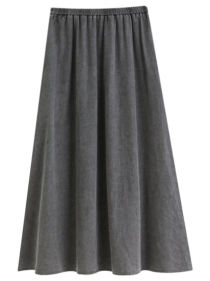 Retro Denim Suit Two-Piece High Waist A-Line Skirt Set Loran