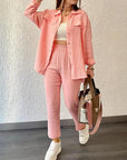 Casual Loose Shirt & Cropped Pants Set for Women