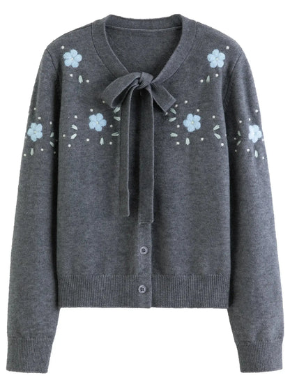 Chic Plus Size Floral Open-Front Sweater - Loran
