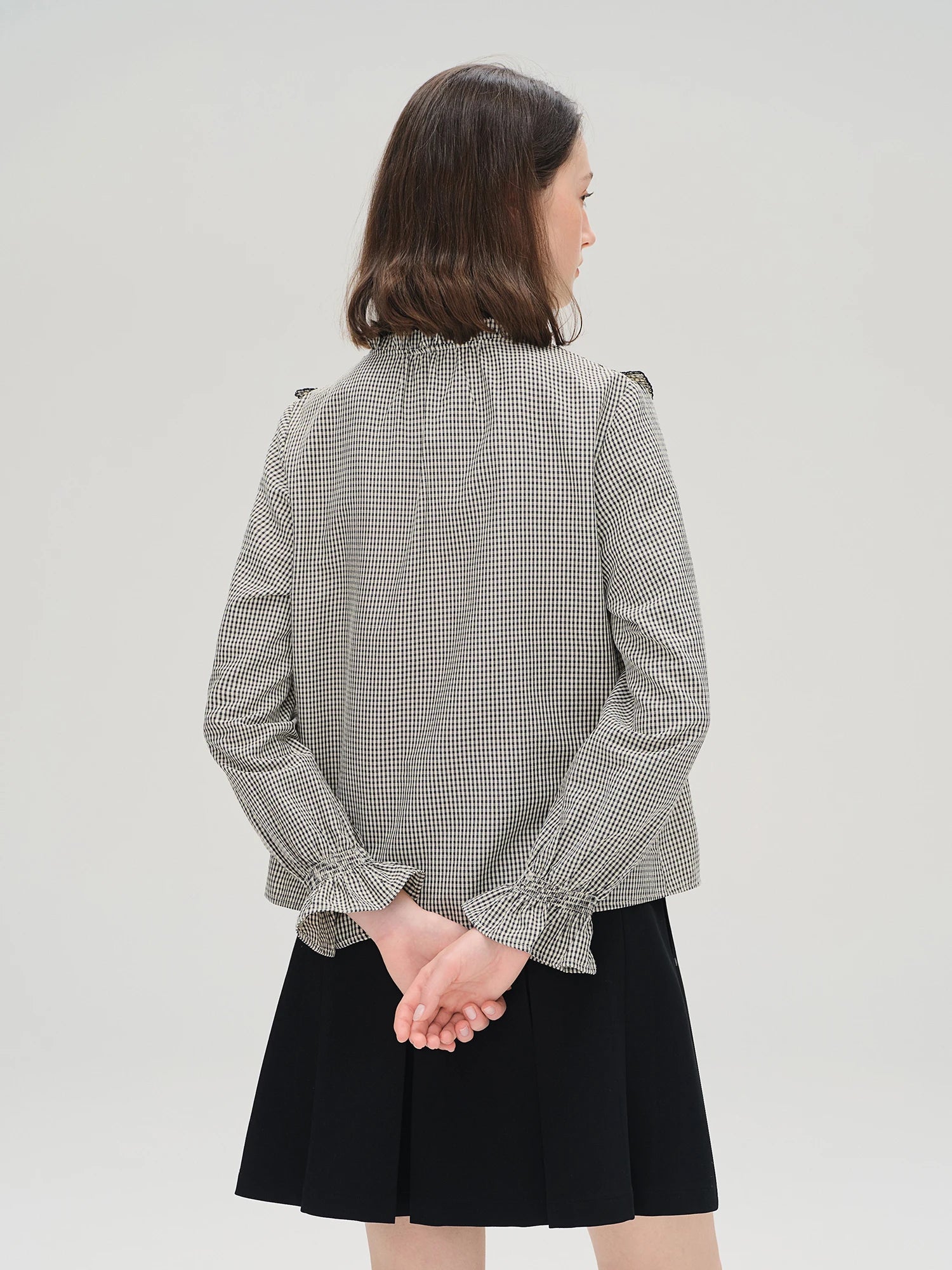 Ruffled Plaid Shirt Sweet Autumn Long Sleeve Loran
