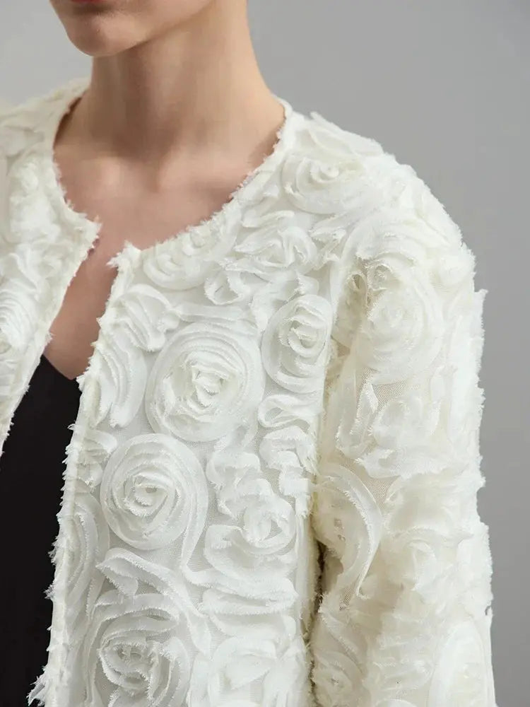 Elegant Floral Embellished Short Jacket - Loran