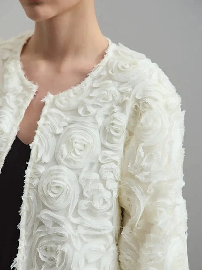 Elegant Floral Embellished Short Jacket - Loran
