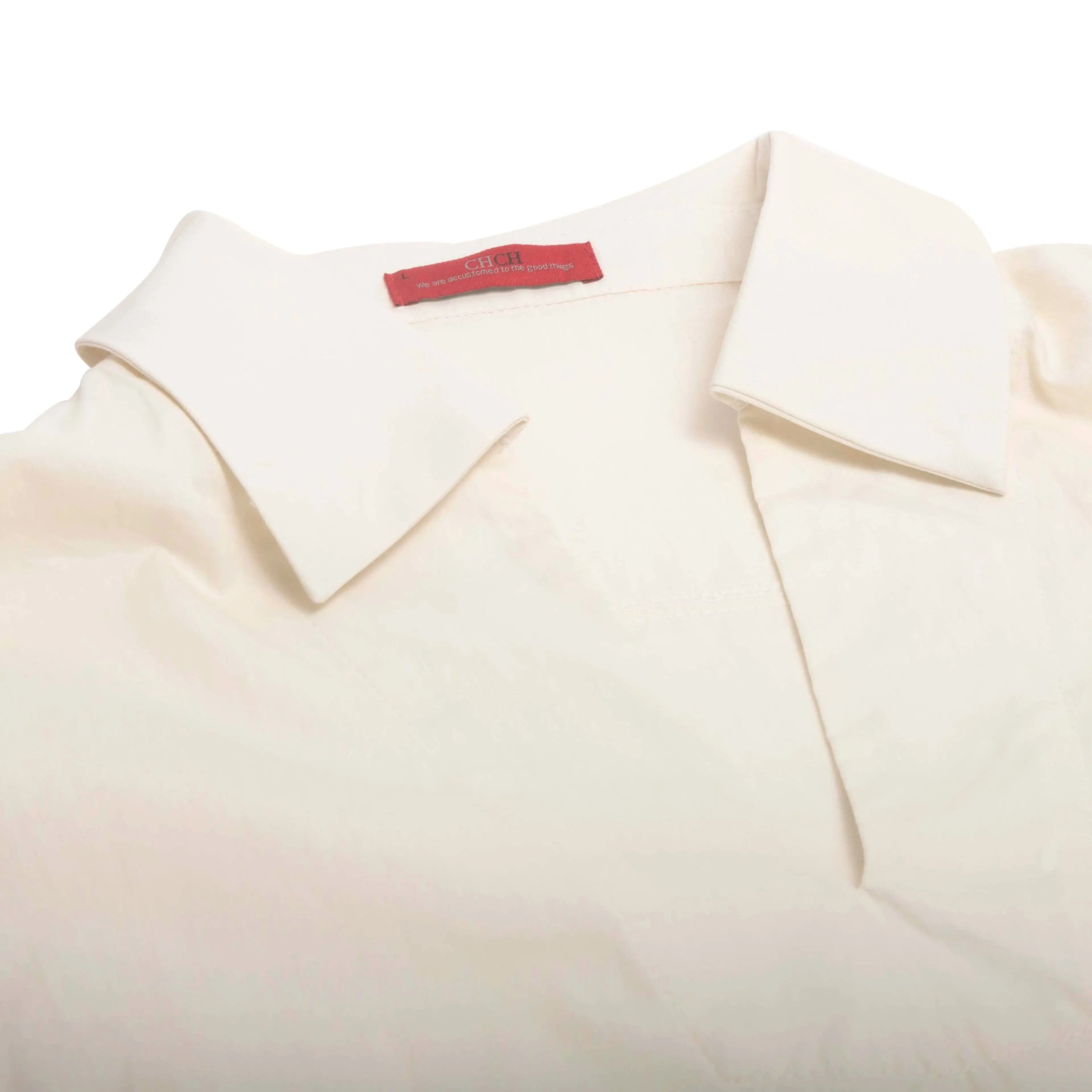 Beige V-Neck Long-Sleeve Commuter Top - Loran