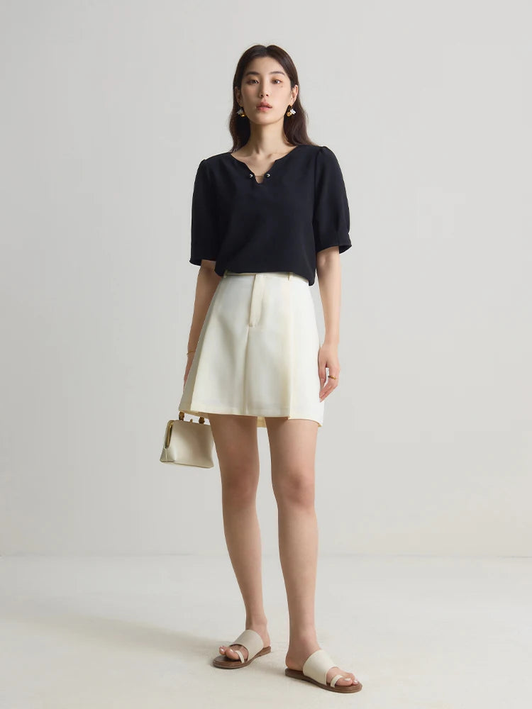 Women’s V-Neck Chiffon Shirt Elegant Slimming Summer Top Loran
