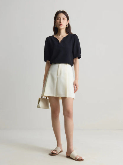 Women’s V-Neck Chiffon Shirt Elegant Slimming Summer Top Loran