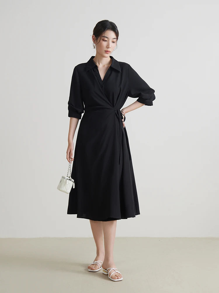 Wrap V-Neck A-Line Dress Half Sleeve Summer Maxi Loran