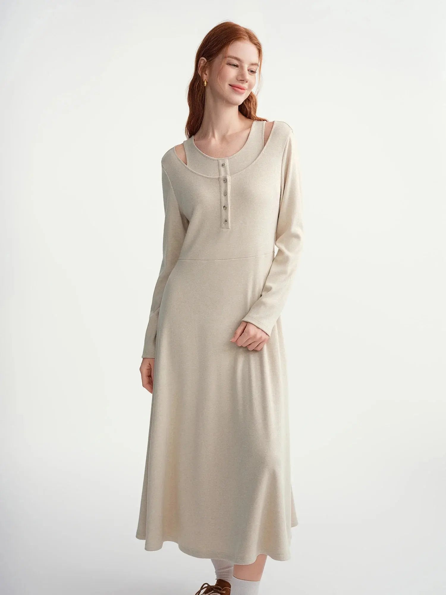 Chic Plus-Size Winter Layering Dress - Loran