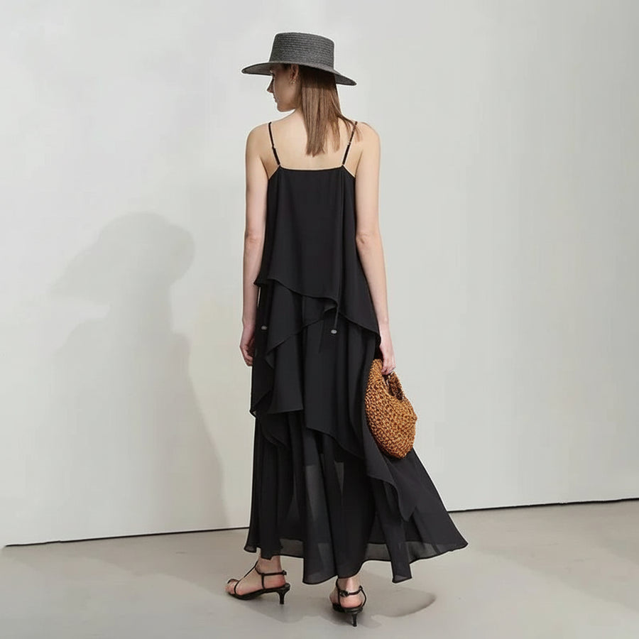 Autumn New Minimalist Layered Chiffon Dress