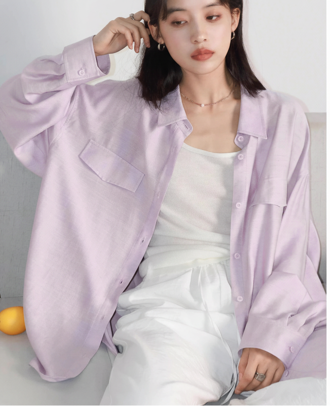 CHIC VEN Women Shirts Solid Single Breasted Long Sleeves Loose Slightly Wrinkled Coat Thin Female Blouses Spring Summer 2025 Loran