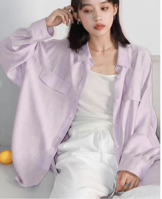 CHIC VEN Women Shirts Solid Single Breasted Long Sleeves Loose Slightly Wrinkled Coat Thin Female Blouses Spring Summer 2025 Loran