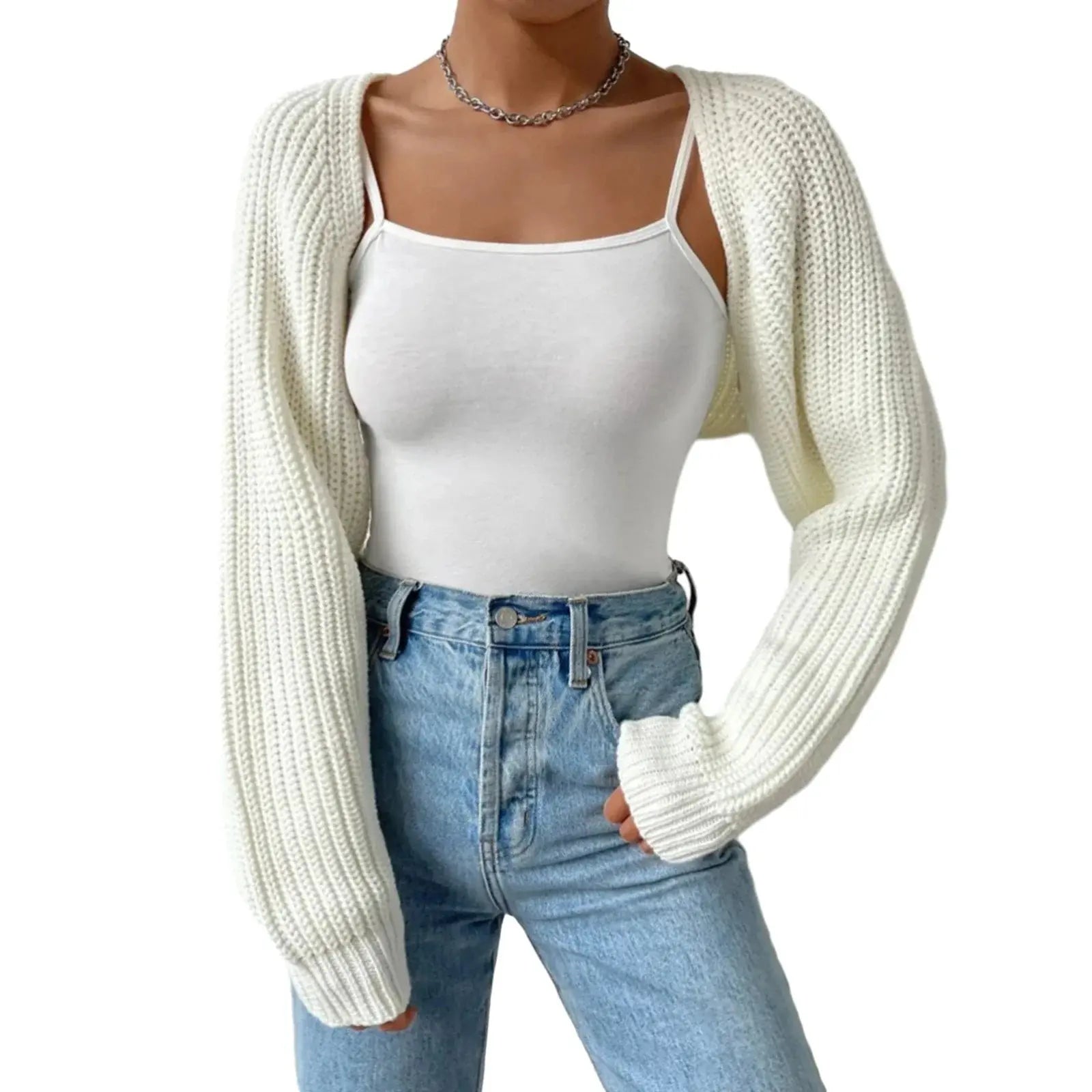 Women's Rib-Knit Cropped Cardigan Shrug - Loran