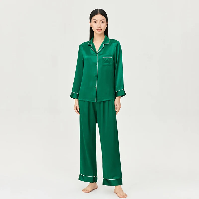 Women’s Mulberry Silk Pajama Set Long Sleeve Loungewear Loran