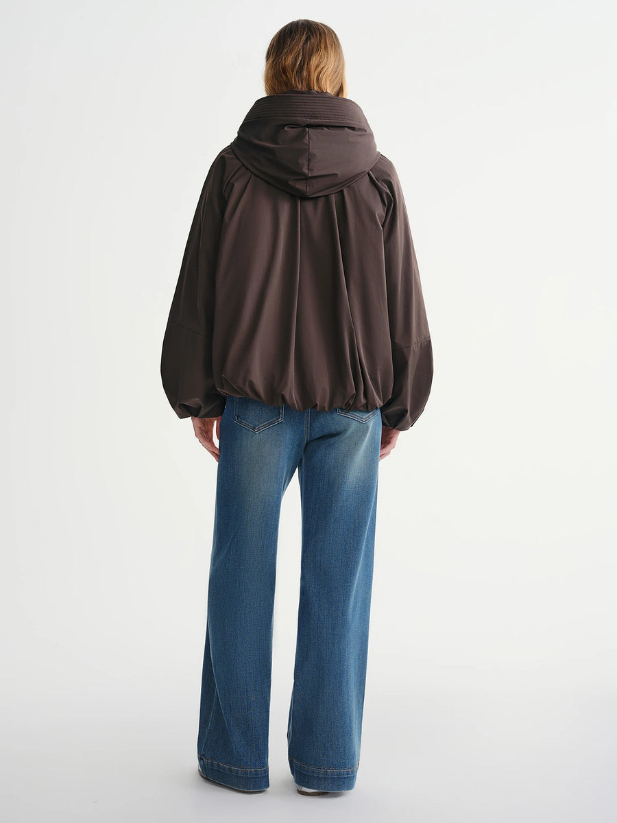 Plus-Size Pleated Hooded Down Jacket