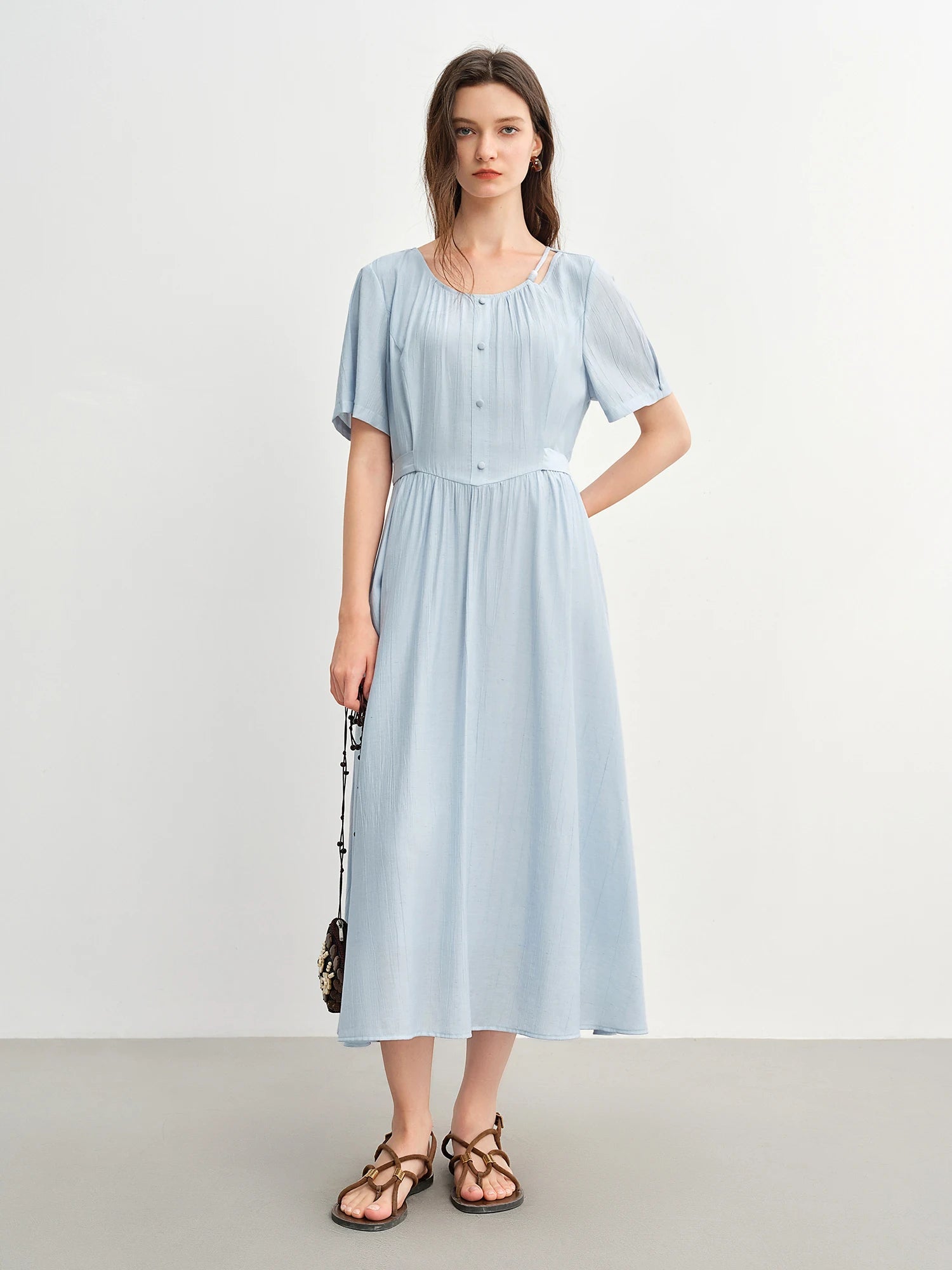 Summer Beaded Midi Dress Slim Fit Commuter Style Loran