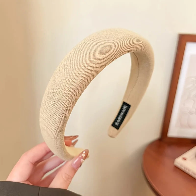 Solid Color Wide Sponge Headband for Women