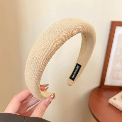 Solid Color Wide Sponge Headband for Women