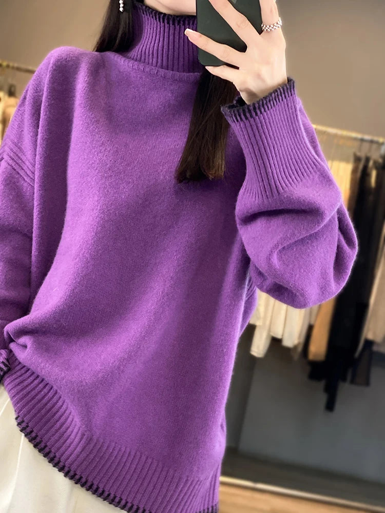 Luxurious Cashmere & Wool Turtleneck Sweater
