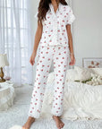 2-Piece Cherry Print Pajamas with Lace Trim.