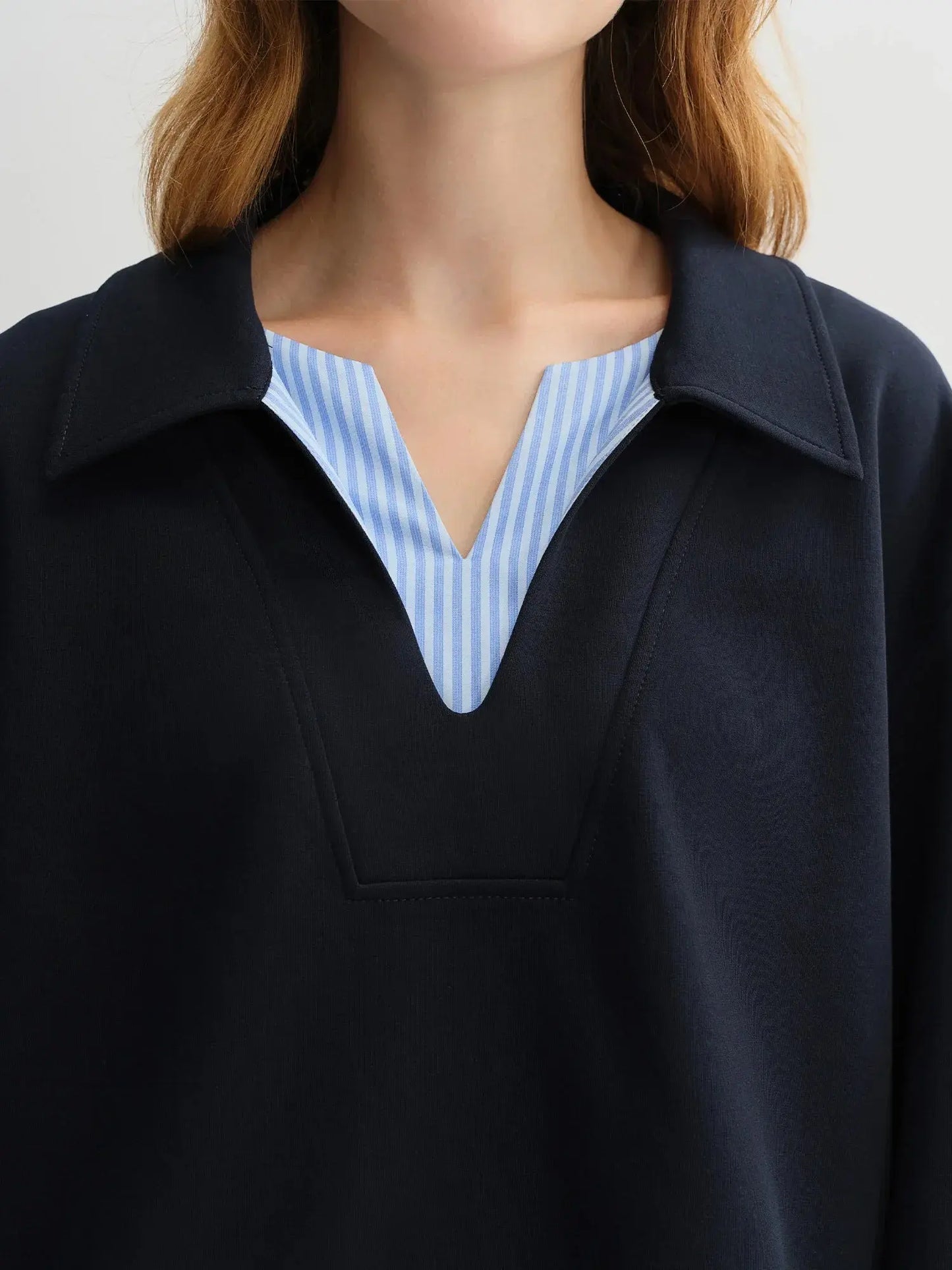 Plus Size Navy Blue Sweater Skirt Set - Long Sleeve Autumn Fashion - Loran