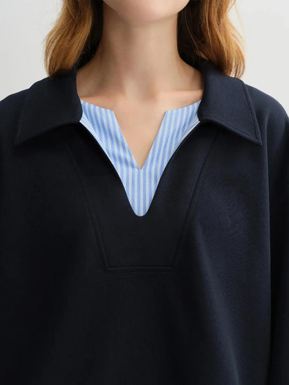 Plus Size Navy Blue Sweater Skirt Set - Long Sleeve Autumn Fashion - Loran