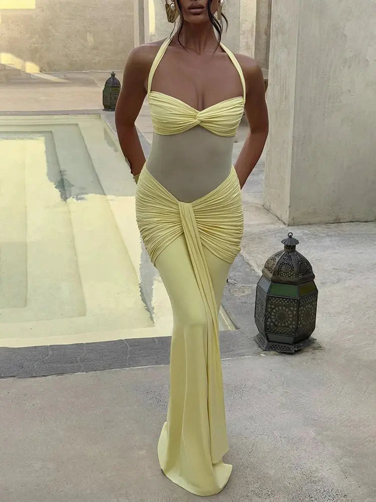Backless Halter Maxi Dress - Loran
