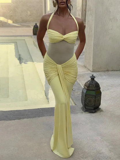 Backless Halter Maxi Dress - Loran