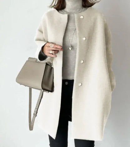 Elegant Wool Blend Mid-Length Coat - Loran