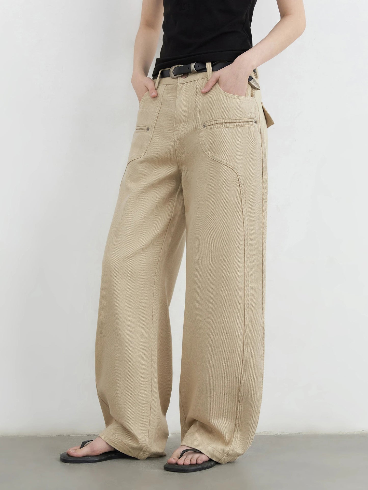 Split Wide Leg Jeans Loose Casual Denim Workwear Loran