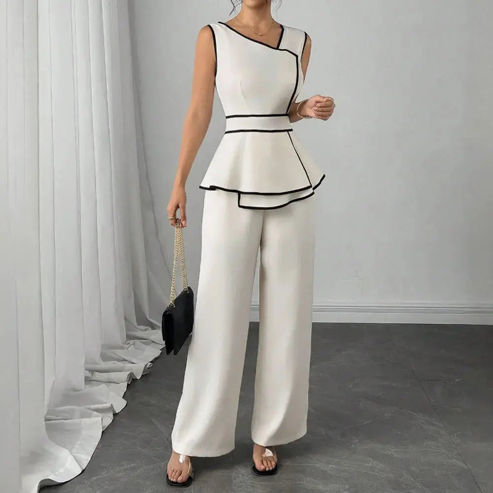 Chic Asymmetrical Summer Jumpsuit with Flared Legs - Loran