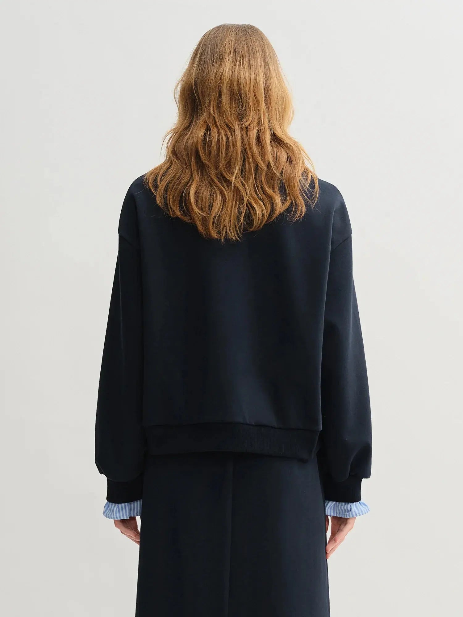 Plus Size Navy Blue Sweater Skirt Set - Long Sleeve Autumn Fashion - Loran