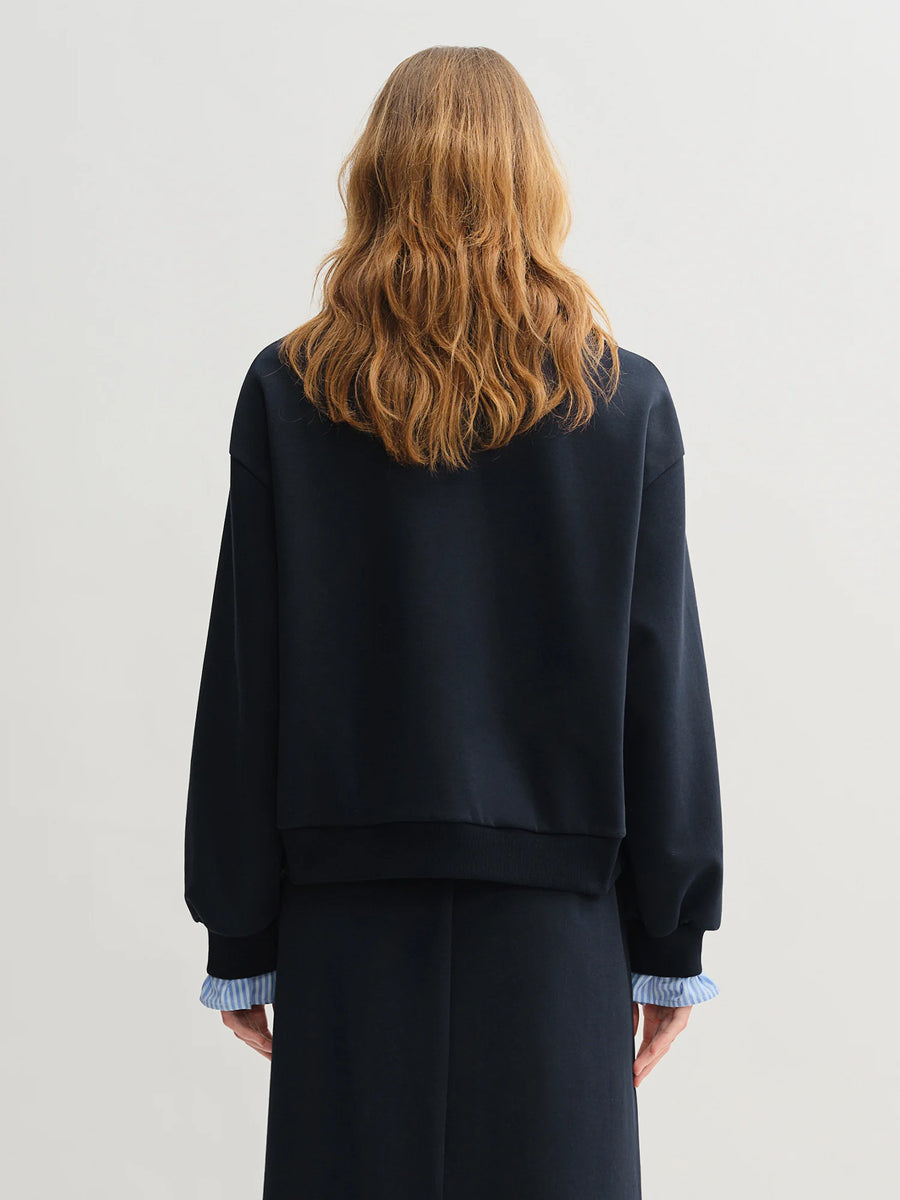 Plus Size Navy Blue Sweater Skirt Set - Long Sleeve Autumn Fashion