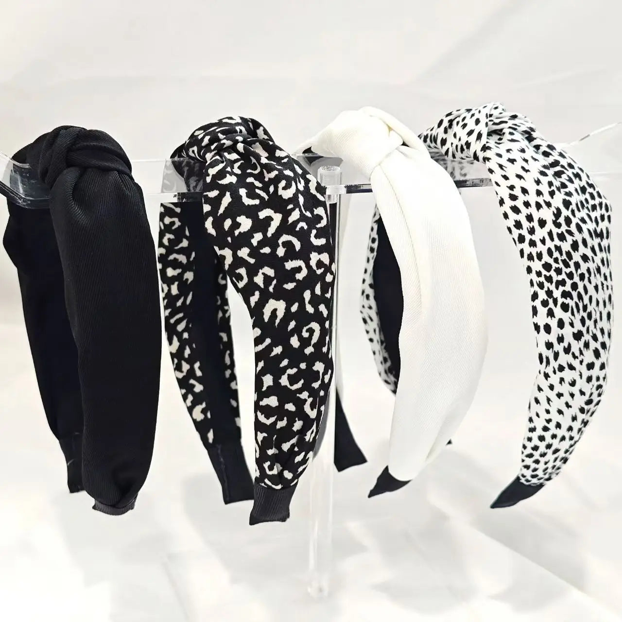 Leopard & Black Knot Wide Headbands for Women Retro Style
