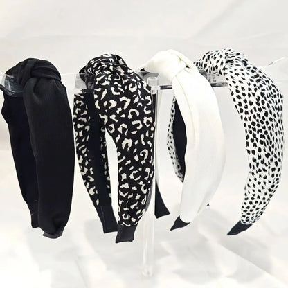 Leopard & Black Knot Wide Headbands for Women Retro Style