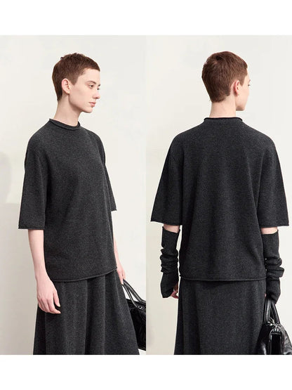 Amii Minimalism Sweaters For Women 2025 Autumn New Wool With Sleeve Mlock Neck Pullovers Versatile Lady Knitwear Jumper 12453055 Loran