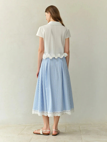 Plus Size Checkered Summer Skirt LORAN STORE