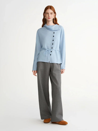 Chic Plus Size Irregular Collar Knit Sweater - Loran