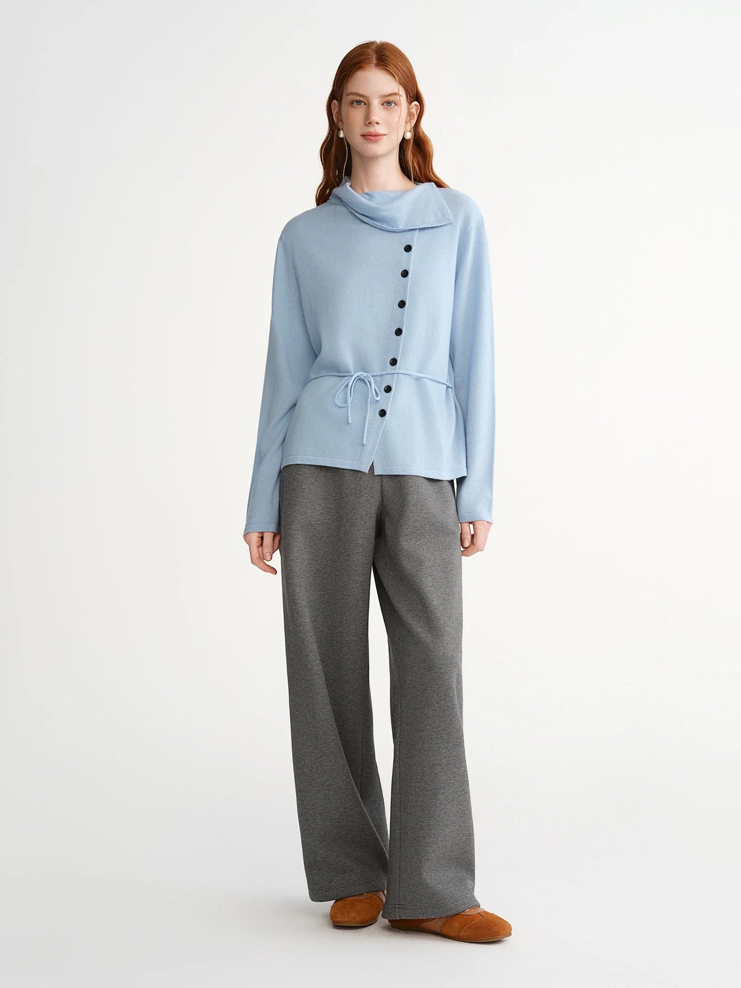Plus Size Irregular Collar Knit Sweater Winter Women's Top Loran